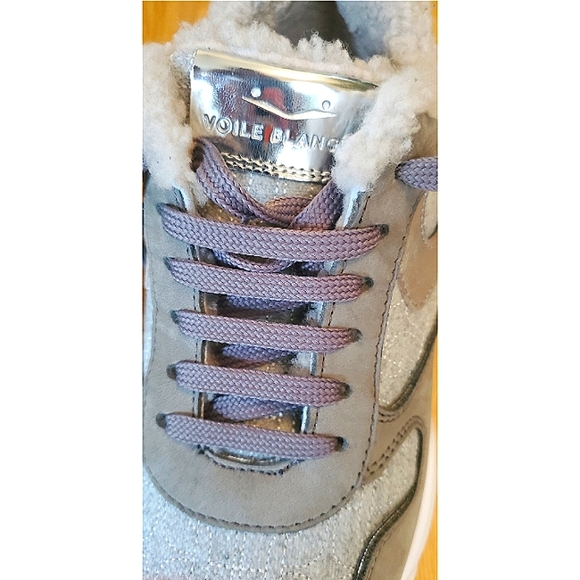 VOILE BLANCHE JULIA FUR SHEEPSKIN-LINED SNEAKERS Size 41 US 11 Gray - Picture 7 of 12